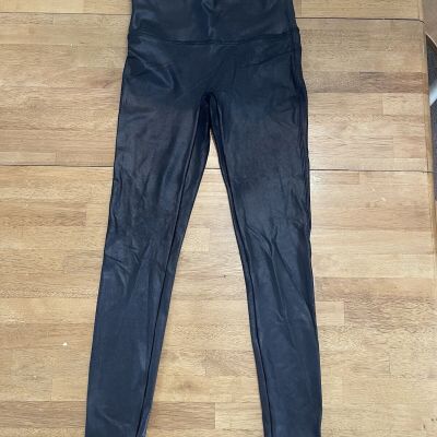 Spanx Faux Leather Leggings Womens Black Pull On Stretch Pants Size M