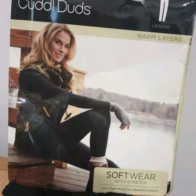 Cuddl Duds Soft Knit Warm Layers Leggings Stretchy Black XS New