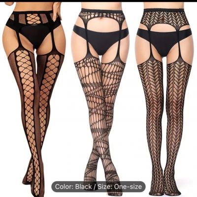 3 Pack Of Fishnet Suspender Thighs  High Waist