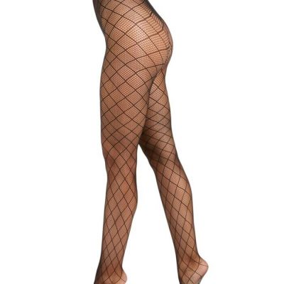 L354 I.n.c. Black Women's Diamond-Fishnet Tights