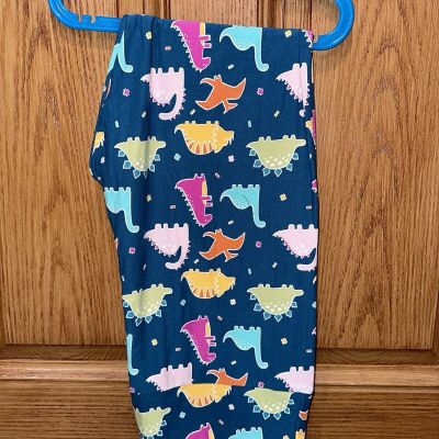 TC2 LuLaRoe Tall & Curvy2 Leggings Cute Dinosaurs T Rex on Blue