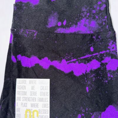 NEW LuLaRoe OS (2-10) Black with Purple Paint Splatter Halloween Leggings