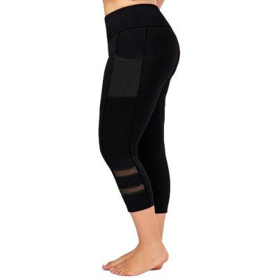 Plus Size Women Capri Leggings Pants Fitness Sports Gym Exercise Cropped Trouser