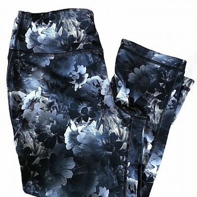 Danskin Now Womens Cropped Leggings Black Gray Yoga Waist Floral Stretch XS