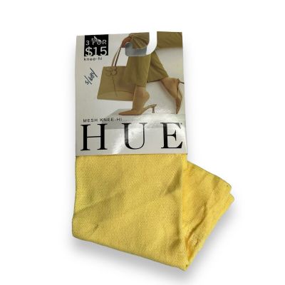 HUE Womens Size 1 Mesh Knee High Yellow 1 Pair New