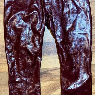 Spanx Faux Patent Leather Leggings #20301R Ruby Women's Size Large