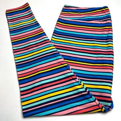 NEW LuLaRoe TC2 Leggings RAINBOW Navy COLORFUL Line Stripe Summer Pride Playful