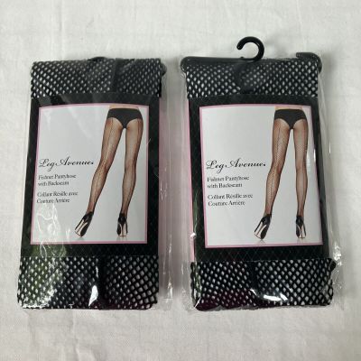 LOT Of 2 Leg Avenue Women's Fishnet Pantyhose with Backseam, Black, One Size