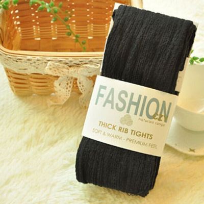 Yarn Knitted Footed Tights Woolen Winter Stretch Stockings Pantyhose Women Warm