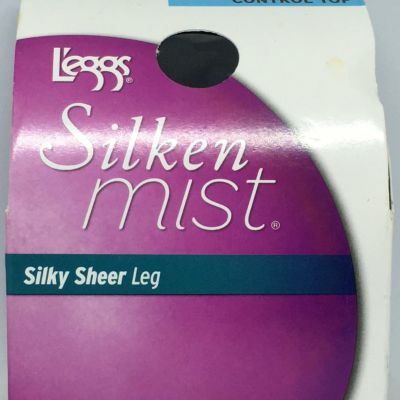 L'eggs Silken Mist Silky Sheer Leg Stockings Control Top Jet Black (A)