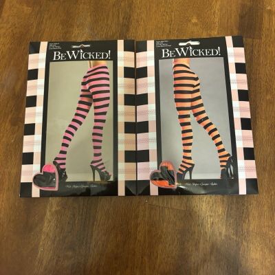 2 Be Wicked Halloween Tights One Size 90-160 Lbs. Black/ pink & Black & Orange