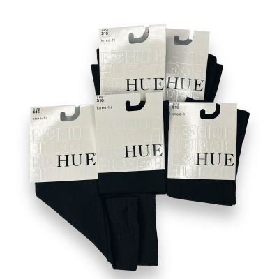 Hue Women’s Knee Hi Black Pindot One Size Fits Most 5 Pair