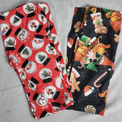 (2) Santa Holiday Christmas leggings Yoga Pants Womens Sz S/M Exercise workout