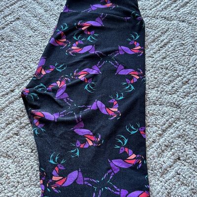 LuLaRoe Leggings One Purple/orange/teal Deer