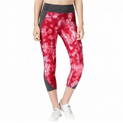 Calvin Klein Womens Printed Compression Cropped Leggings Size Large, Pink Combo