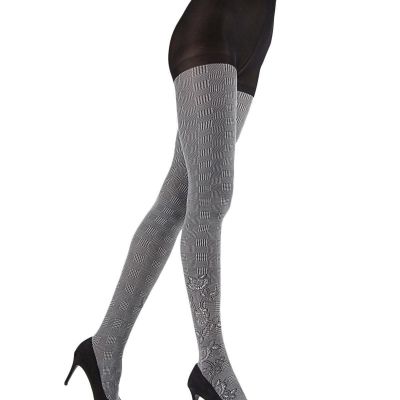 Houndstooth Rose Opaque Tights