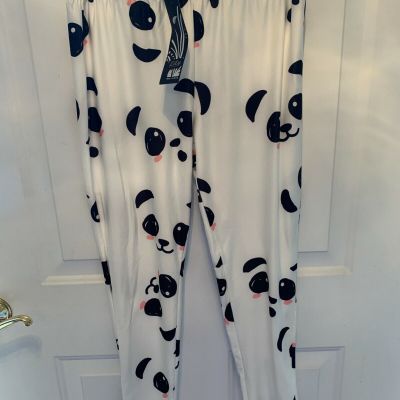 NWT Black & White Panda Bear Leggings Size L/XL Lily By Firmiana