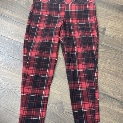 Torrid Size 2X Red And Black Plaid Leggings Mid Rise Elastic Waist