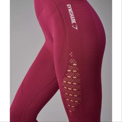 Gymshark Seamless Energy High Waisted Leggings Cropped Merlot Red Size: M