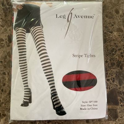 Leg Avenue Brand New Nylon Red/Black Striped Tights SP 7100