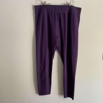 LOGO Layers By Lori Goldstein Women 2X TALL Dark Violet Knit Solid Ankle Legging