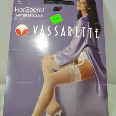 Vassarette Her Secret Garter Stocking Black, Medium 3060 VTG