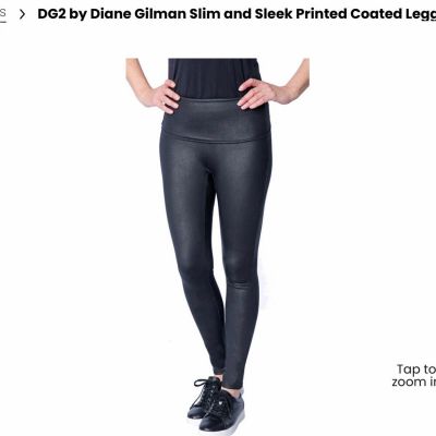 DG2 By Diane Gilman Slim And Sleek Printed Coated Legging Black/Silver Xl