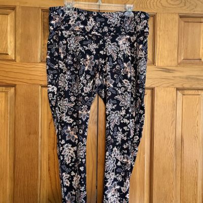 J Jill XL Navy Floral /paisley Performance Leggings