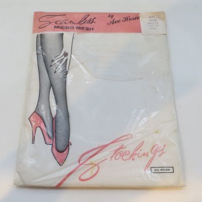 Vintage Ace Hosiery Stockings Size 11 Long White nylons