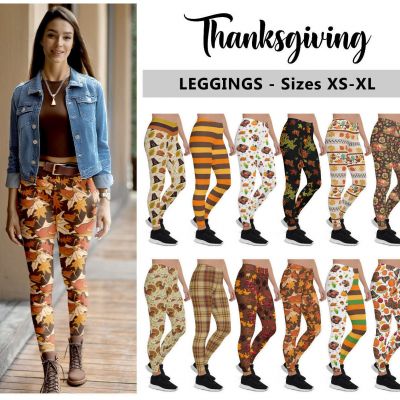 Thanksgiving Leggings #1 - Give Thanks, Fall Family Holiday, Fashion Leggings