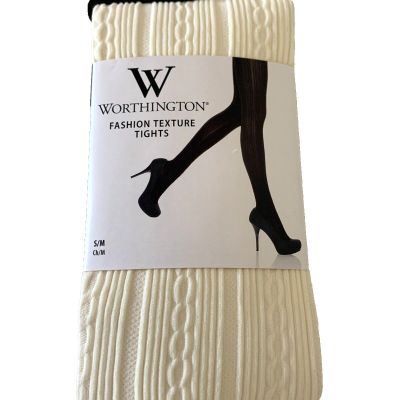 NWT WORTHINGTON Opaque Ivory Texture Knit Tights Size Small Medium  4'11