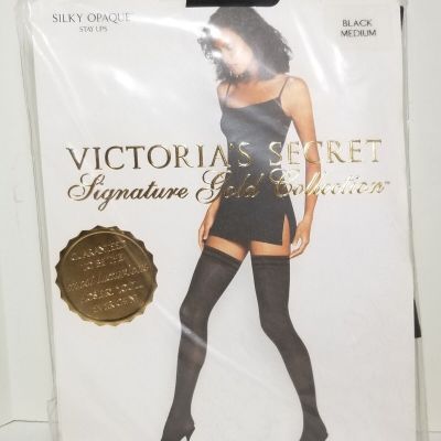 Victoria’s Secret Signature Gold Collection Silky Opaque Stay Ups Black M