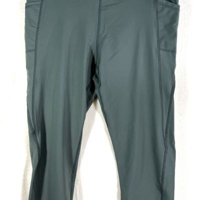 Avia Capri Women's 3XL Leggings Olive Green Side Pockets Nylon Activewear NWOT