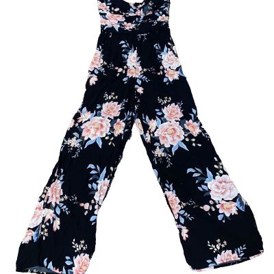 Xhilaration Jumpsuit Leggings Size:Medium! Black W/Pink Floral! QUALITY!