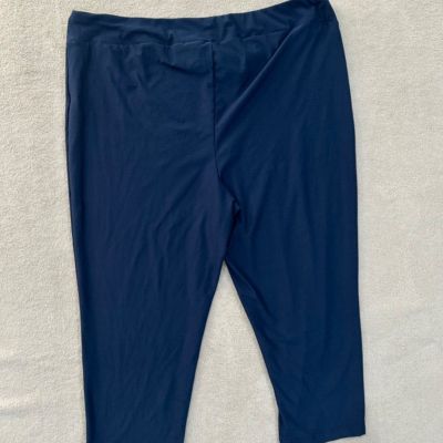 Terra & Sky Womens Dark Blue Cropped Pull On Leggings Solid Size 2X