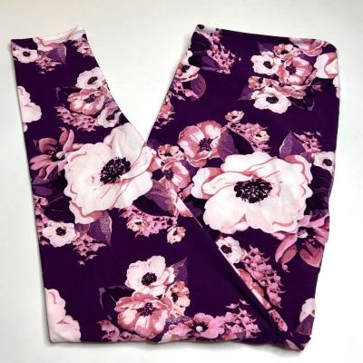 NEW LuLaRoe TC2 Leggings PURPLE Pink Peony ROSE FLOWER Nature GARDEN Botanical