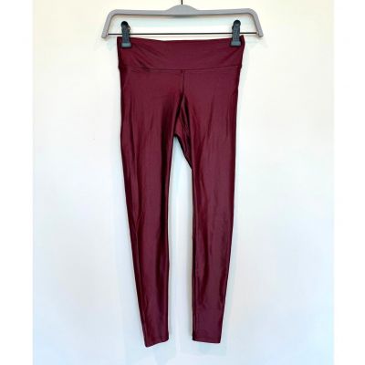 Koral Lustrous Metallic Shiny Legging in Wine Red, Women's Size X-SMALL