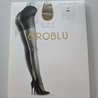 New Women's OROBLU Sable-Natural Shock Up Bottom Up Tights 40 Size Small