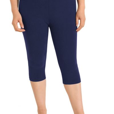 Women's Plus Size Cotton Capri Leggings 3X Navy