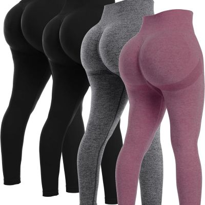 4 Piece Butt Lifting Workout Leggings for Women, Seamless Gym Scrunch Booty Lift