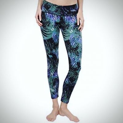 Tuff Athletics Blue Printed Leggings Cropped Women's Size Medium