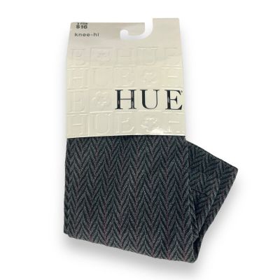 HUE Pinstripe Herringbone Knee Hi Womens One Size Black NEW 1 Pair