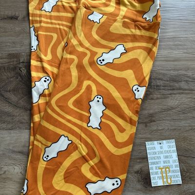 NEW Wicked Cute LuLaRoe Tall & Curvy TC Leggings Halloween Orange Tie Dye Ghost