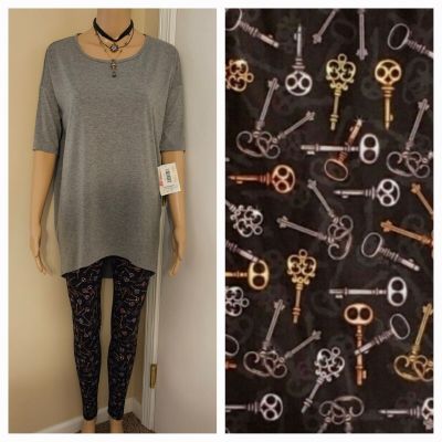 NWT SET BTS LuLaRoe 2XS Irma Tunic Top CP Skeleton Key Tween-OS Adult 4 Leggings