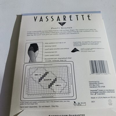 Vassarette Panty Shaper Tummy Control V-Panel Medium Pantyhose 8470