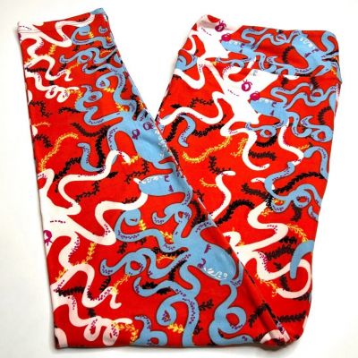 NEW LuLaRoe TC Leggings ORANGE WHITE BLUE Animal Nautical OCTOPUS KRAKEN Water