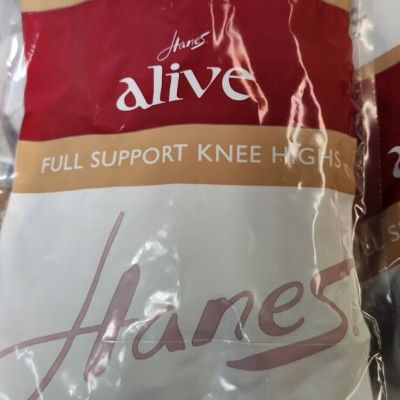 Hanes Alive 111800 Full Support Knee Highs 3-Pack Jet Black OSFM NEW