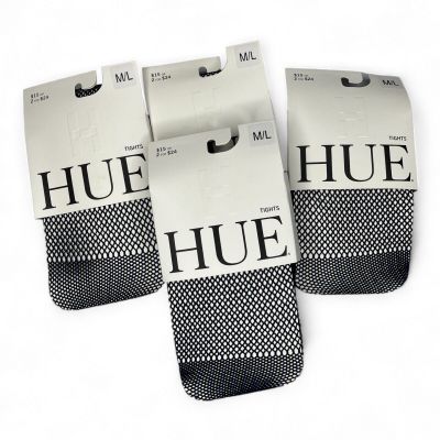 Hue Two Tone Net Tights Ink Blue Black Womens Size M/L Tights 4 Pair New
