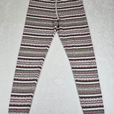 American Eagle Knit Legging Women Large Pink Stripe Waist Tie Stretch Pockets