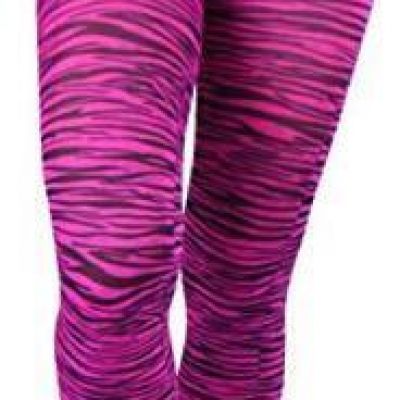 Women’s Footless Opaque Animal Zebra Tiger Tights Hosiery Zebra Pink